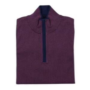 NEW HAGEN men's cotton-cashmere quarter zip in marled plum
